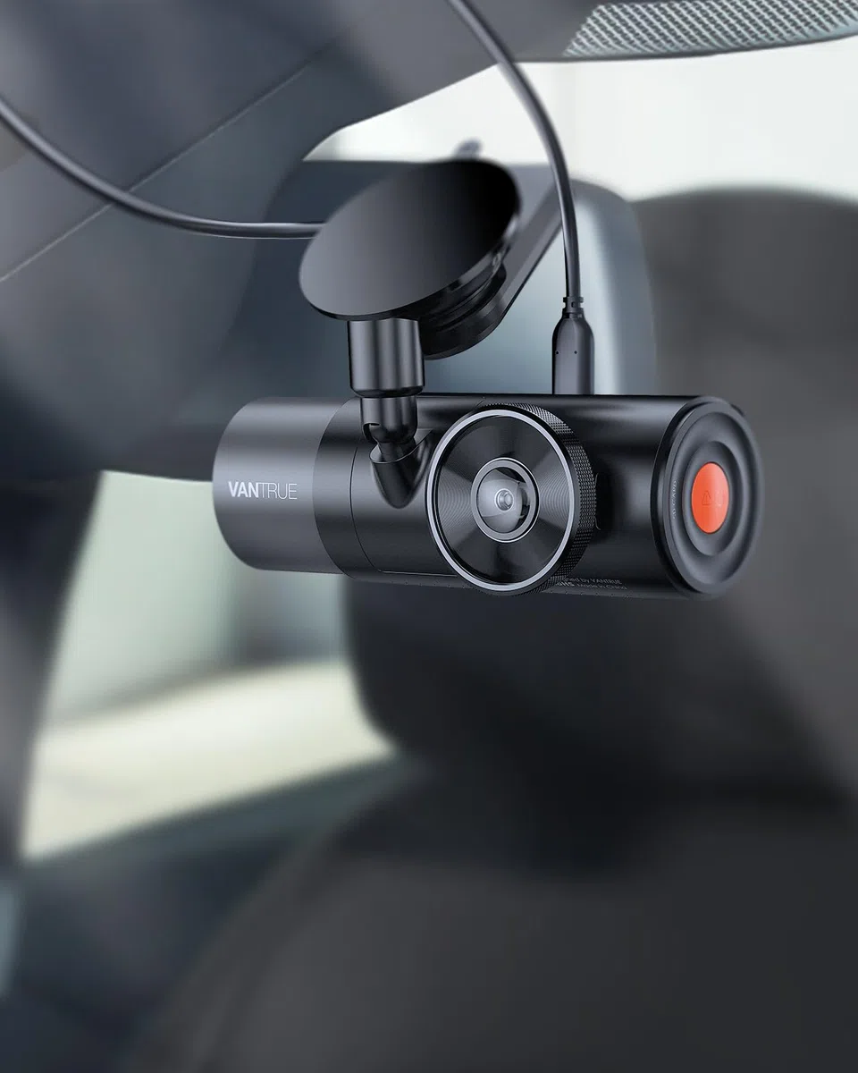VANTRUE N5/N4 Pro - Supporto a ventosa per fotocamera, con porta USB-C e rilevatore GPS (velocità, posizione, percorso)