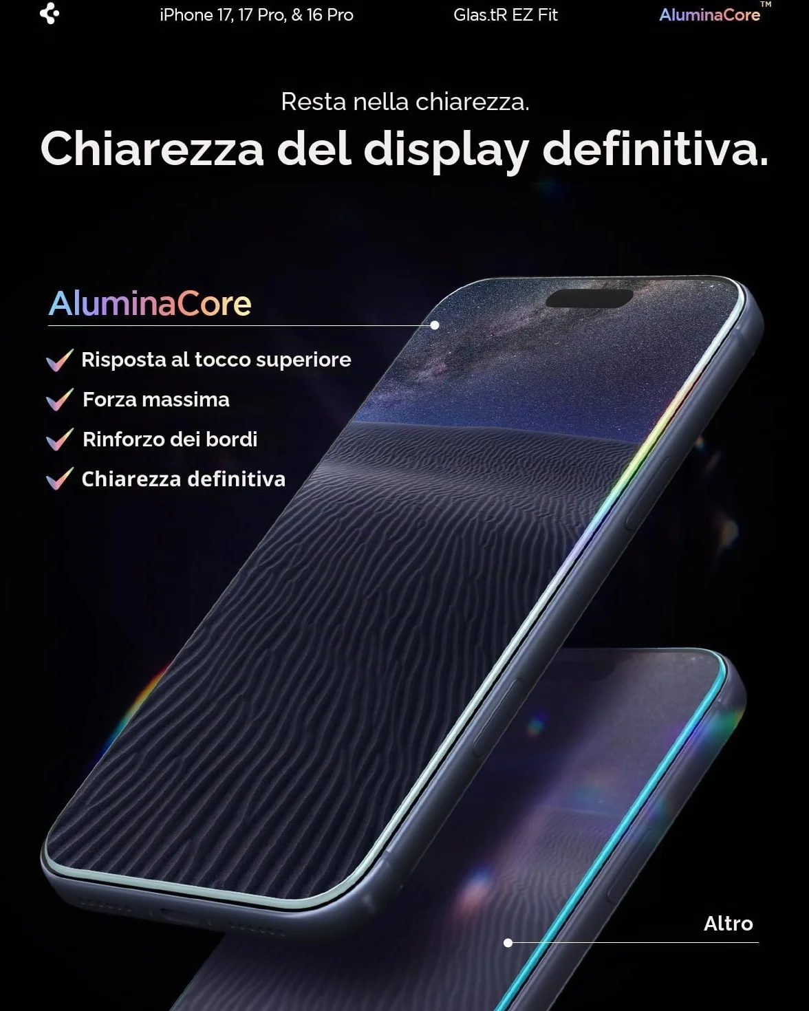 Spigen Glas.tR EZ Fit Vetro Temperato compatibile con iPhone 17 Pro, iPhone 17, iPhone 16 Pro, 2 Pezzi, Installazione Facile, Cristallino, Durezza 9H Pellicola prottetiva
