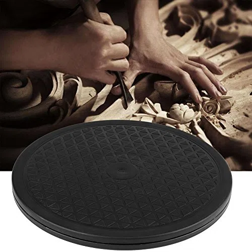 Estink Piattaforma Girevole per TV, 25cm carico 50kg Disco Girevole Universale a 360 Gradi, Piattaforma Rotante per Torte, Monitor, TV, Altoparlanti, Nero