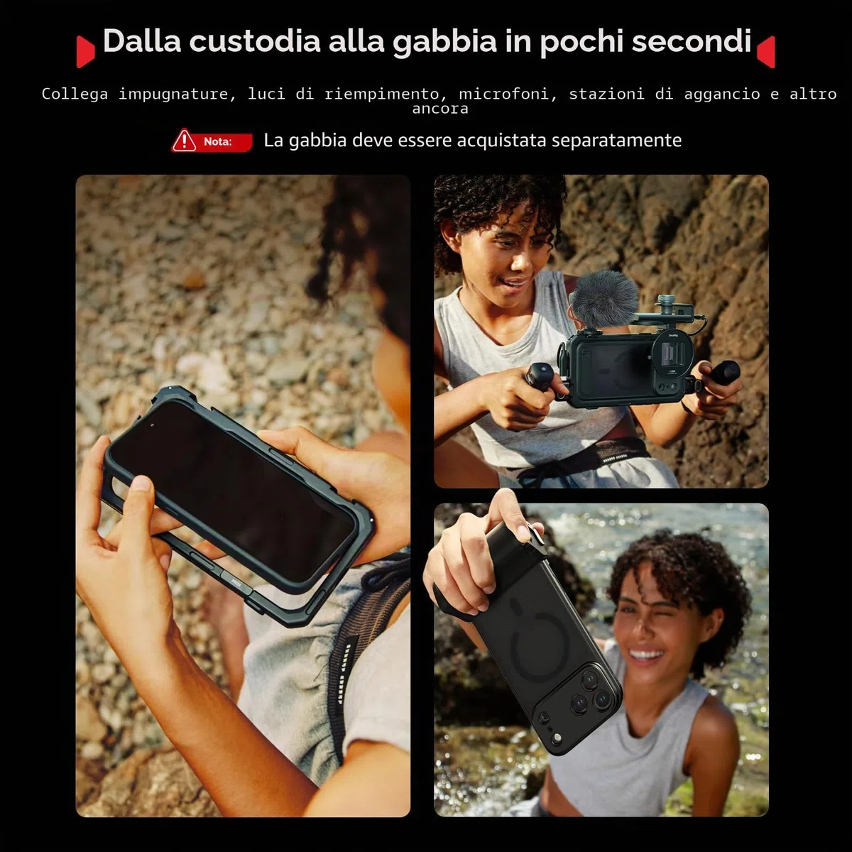SMALLRIG Kit Custodia per Telefono FilMov per iPhone 17 Pro, Custodia Magnetica per Telefono con Piastra Posteriore per Obiettivo, Supporto per MagSafe, per DJI, per Insta360, Nero - 5549