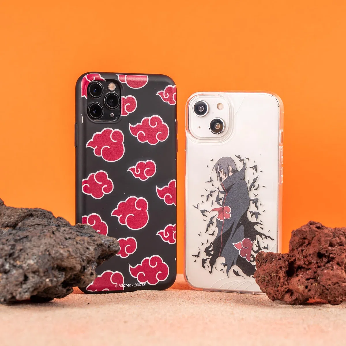Custodia per iPhone 14 ufficiale Naruto, Akatsuki per proteggere il tuo cellulare. Custodia in silicone liquido nero flessibile con licenza ufficiale