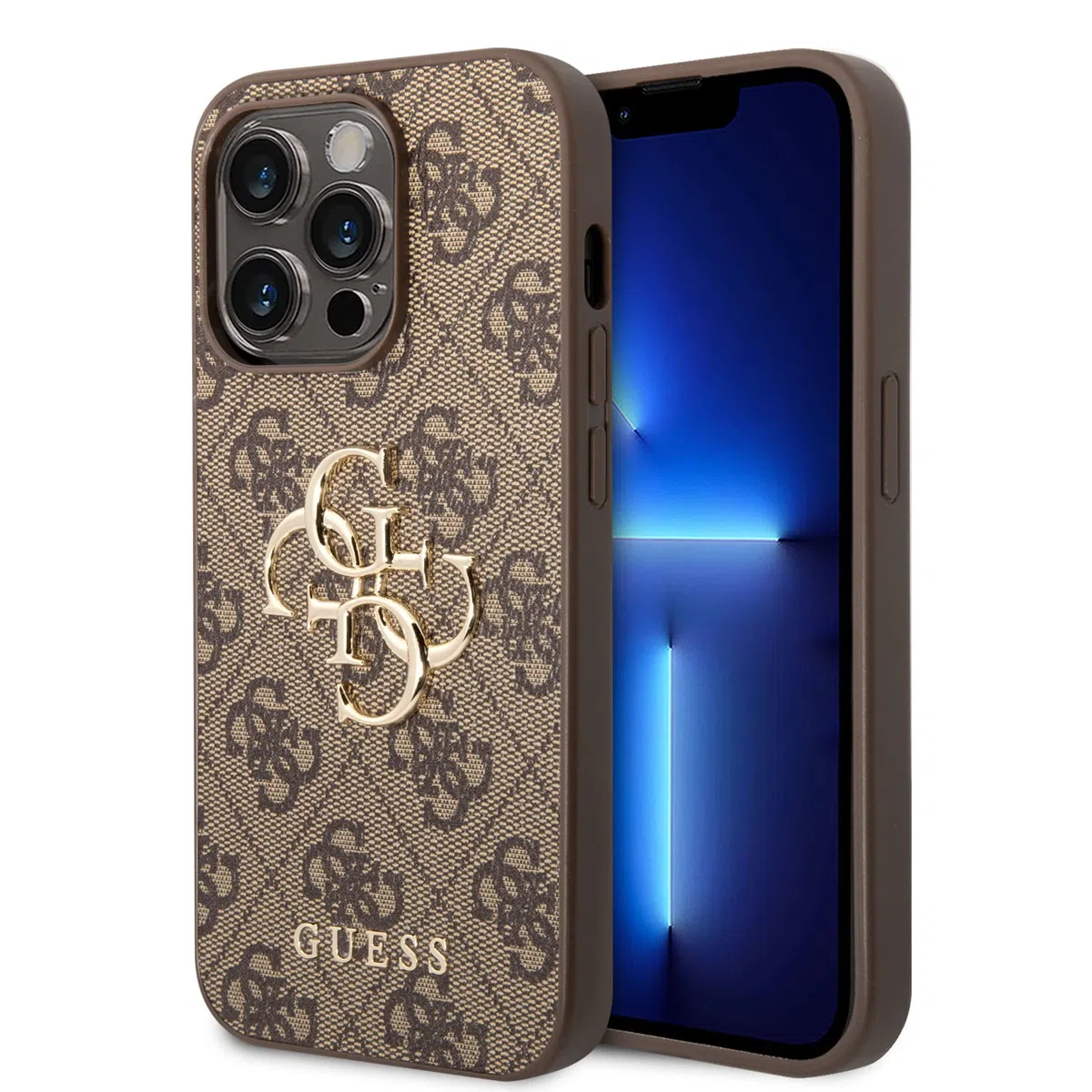 Guess Logo dorato compatibile con iPhone 14 Pro Max – marrone GUHCP14X4GMGGR