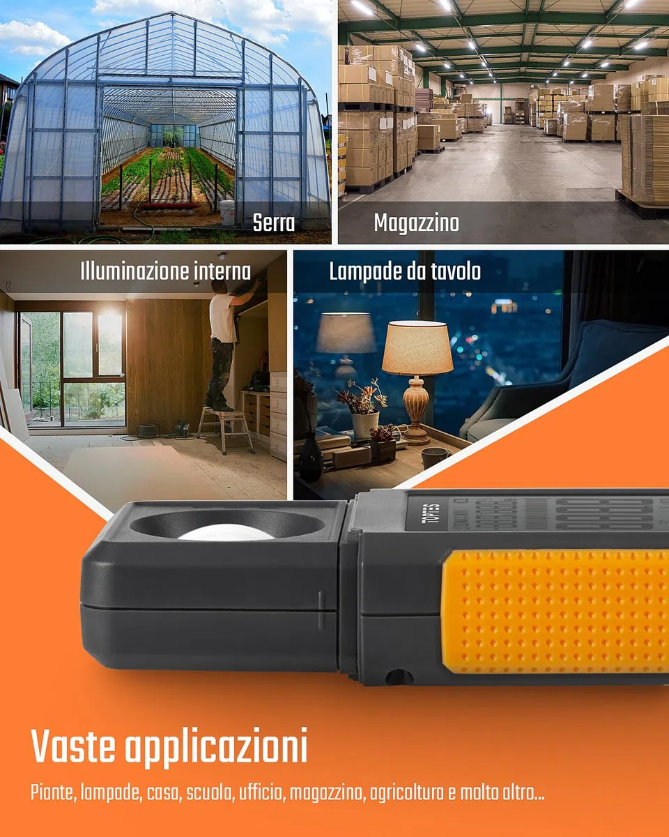 TopTes TS-710 Luxmetro Digitale, Luxmetro Portatile con Sensore Rotato di 180º, Schermo LCD Retroilluminato, Unità Lux/FC, per Interni LED ed Esterni per Piante - Batteria Inclusa