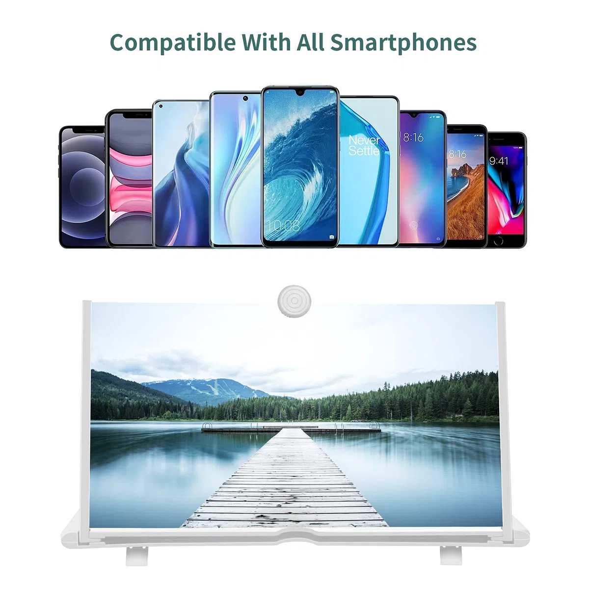 Lente di ingrandimento dello Schermo del telefono 18",3D Robusto Schermo Dellente per Telefono Cellulare Ingrandimento con Supporto Pieghevole Video Amplificatore per Tutti Cellulari