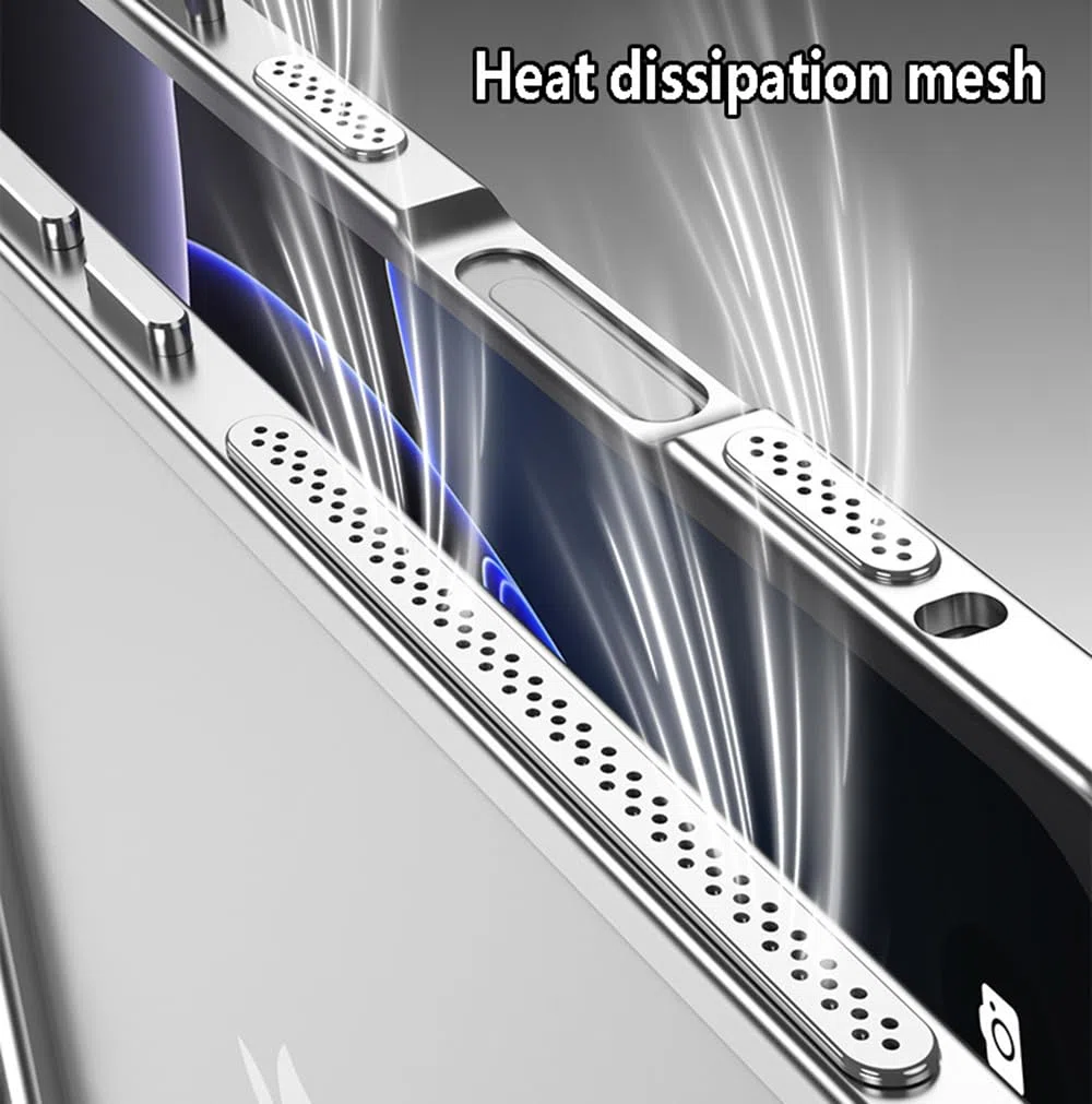 Custodia protettiva per iPhone 17 Pro, telaio in lega di alluminio aeronautico, antiurto, senza cover posteriore, design con dissipazione del calore (arancione)