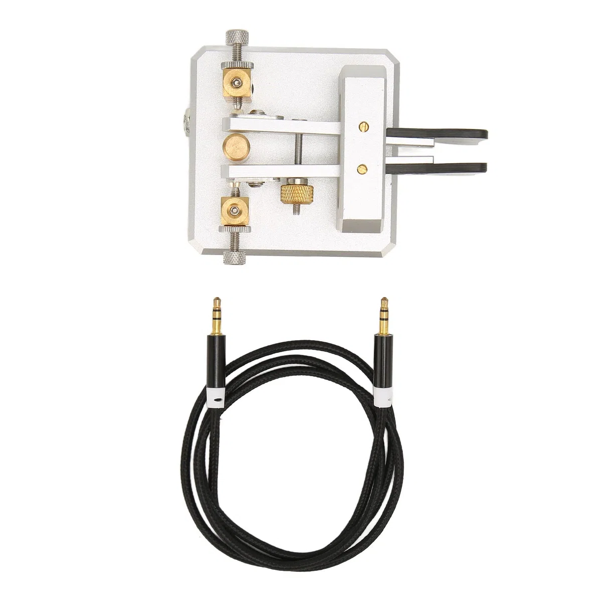 Lazmin112 Chiave con codice Morse a doppia paletta Custodia in acciaio inossidabile portatile per radio HAM Camping SOTA LOTA (Argento)