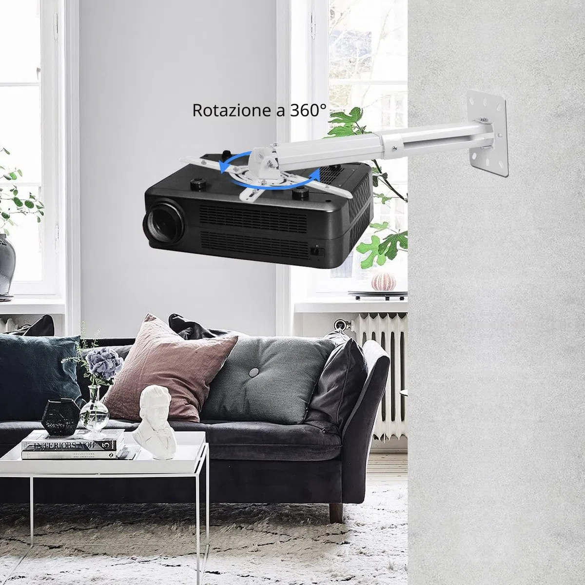 suptek Supporto Universale per Proiettori da Soffitto con Asta di Estensione da 27 a 54 cm Capacità di Carico Max. 13.6kg PR05W