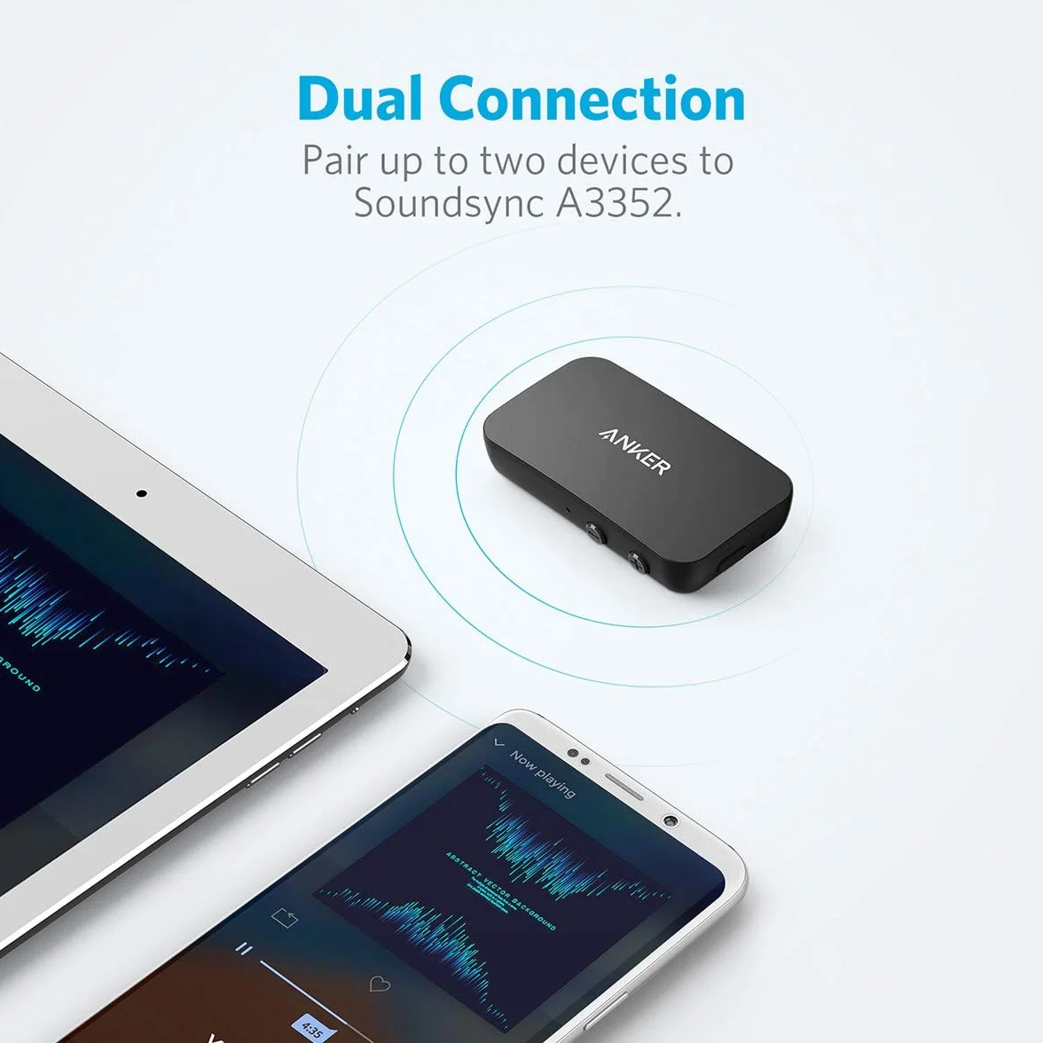 Anker Soundsync A3352 Ricevitore Bluetooth via Trasmissione Musicale con Bluetooth 5.0, Autonomia di 12 Ore, Chiamate in Vivavoce, Connessione a Due Dispositivi, in auto, Cuffie, Altoparlanti.