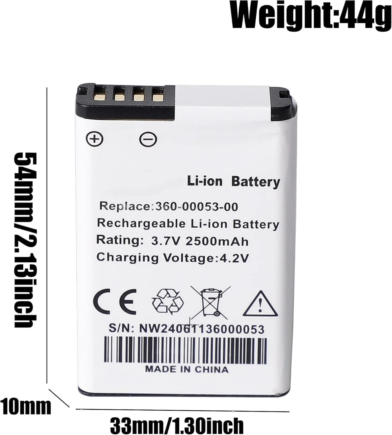 Batteria di ricambio 2500 mAh 3,7 V 361-00053-00 361-00053-04, 010-11599-00, 010-11654-03, compatibile con Garmin Alpha 200/200i/300i/Montana 600/600T/6000000000000 t Camo/65 Batteria GPS 0