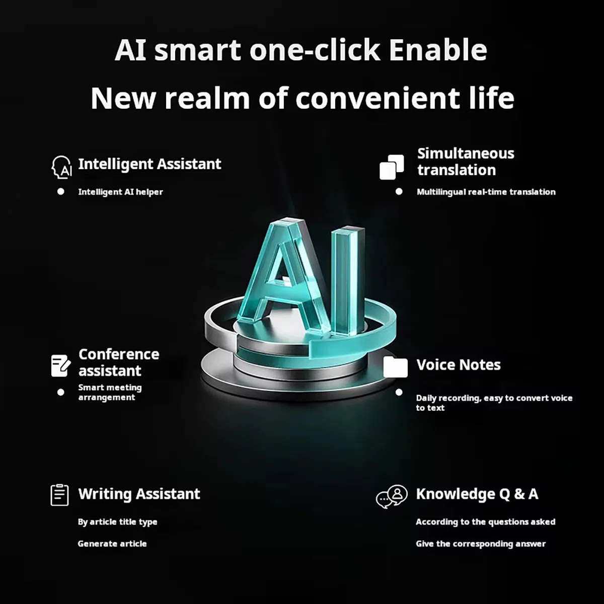 ELLENNE Auricolari IA Traduzione Simultanea Display Touch Colori NERO | ELLENNE - Auricolari IA con Traduzione Simultanea in Tempo Reale, Bluetooth, Cuffie Wireless AI, Display Touch Colori Hi-Fi