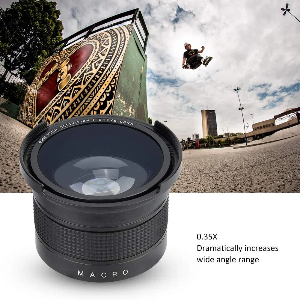 Annadue Obiettivo Grandangolare Fisheye 52mm 0,35X per Fotocamere SLR DSLR, Obiettivo Ultra Grandangolare Fisheye Universale per Fotocamere con Filettatura Obiettivo 52mm