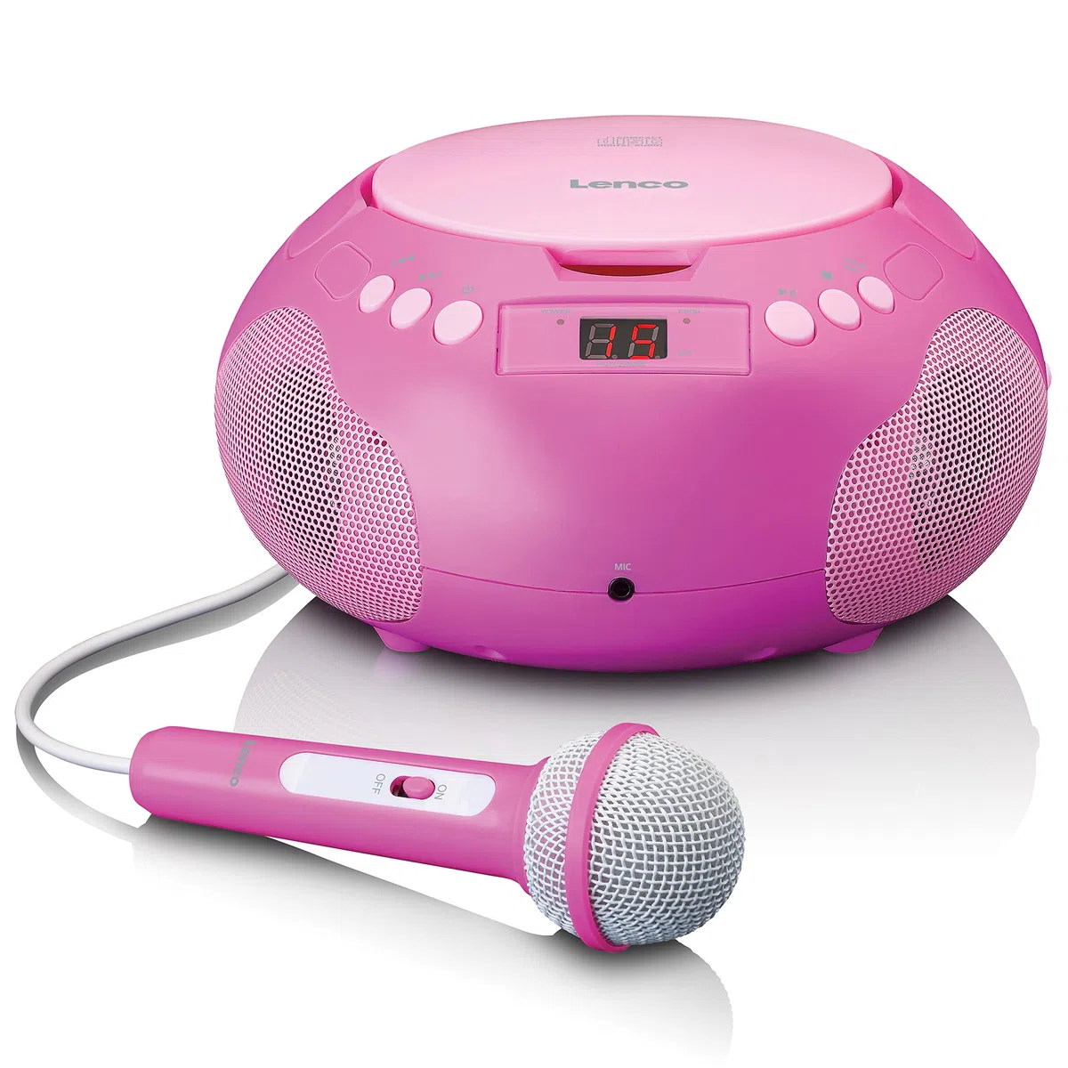 Lenco SCD-620 - Lettore CD per bambini, radio CD, con microfono, lettore karaoke, memoria titoli, ricevitore FM, 2 x 1 Watt RMS, AUX-IN, rosa