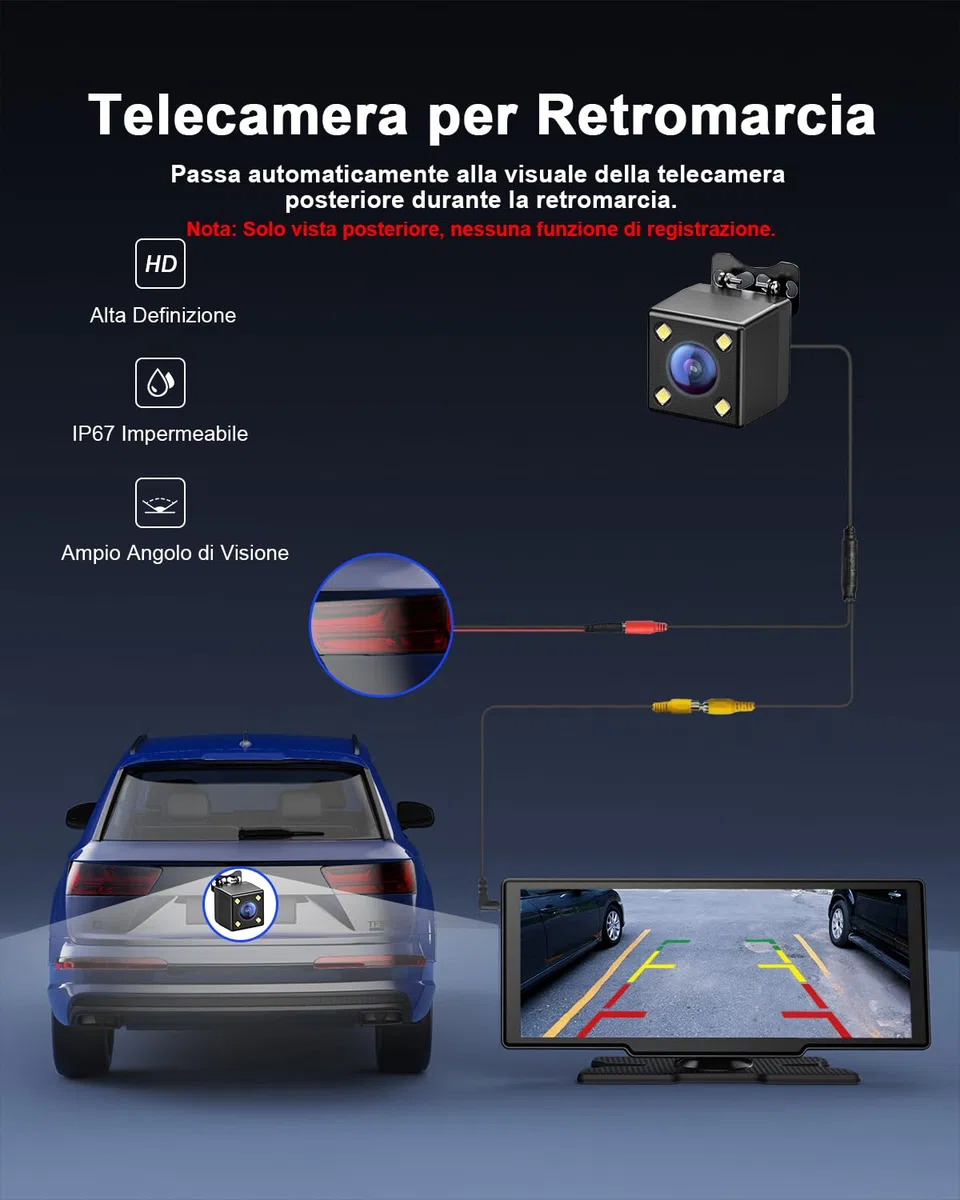 Avylet Carplay Auto Android Wireless,8.1'' Schermo Con Telecamera Posteriore, Autoradio Portatile Touchscreen Con Navigazione OTA, GPS, Mirror Link, Controllo Vocale, Bluetooth, AUX, FM, WIFI