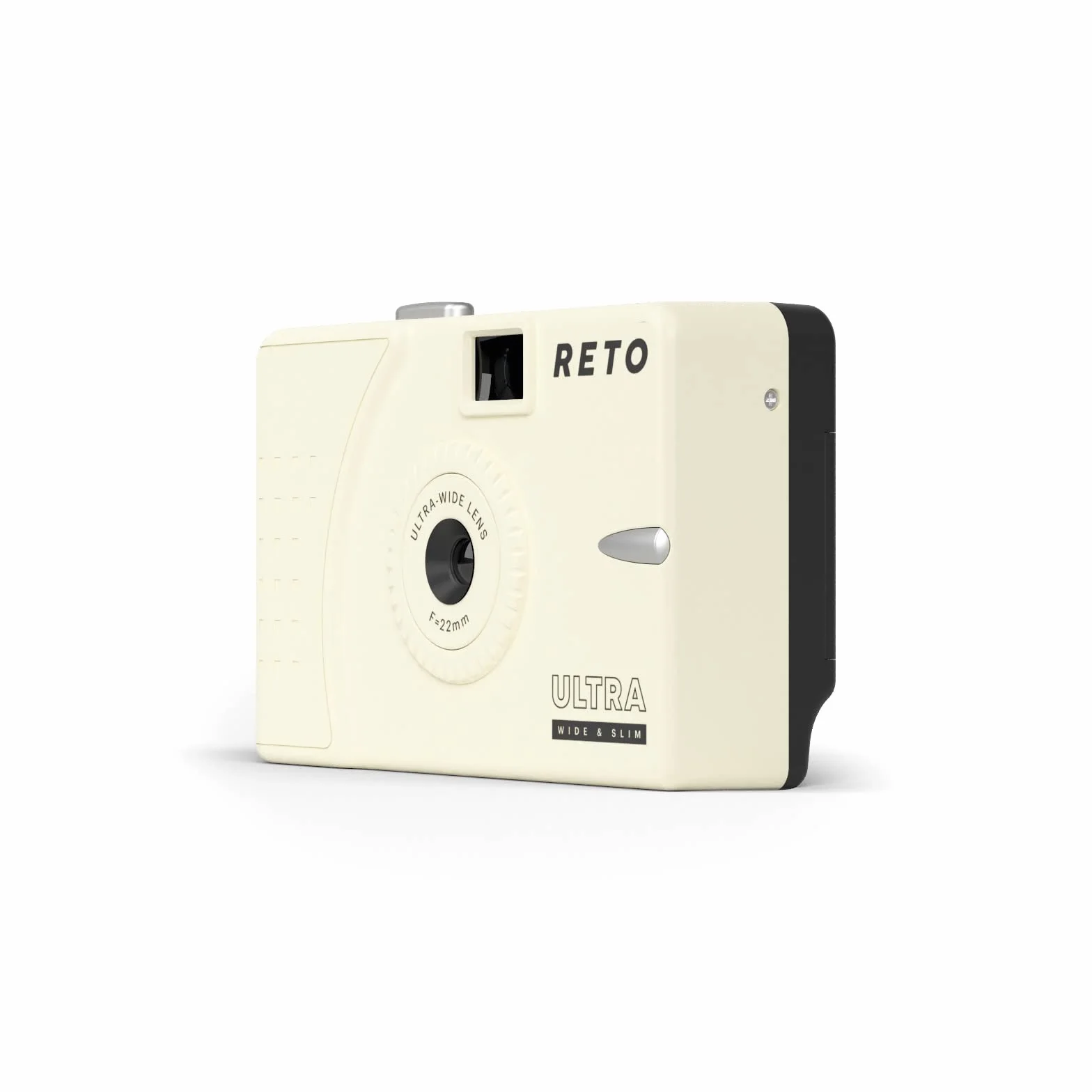 RETO Fotocamera ultra larga e sottile da 35 mm, riutilizzabile, con obiettivo largo 22 mm, senza messa a fuoco, leggera, facile da usare (crema)