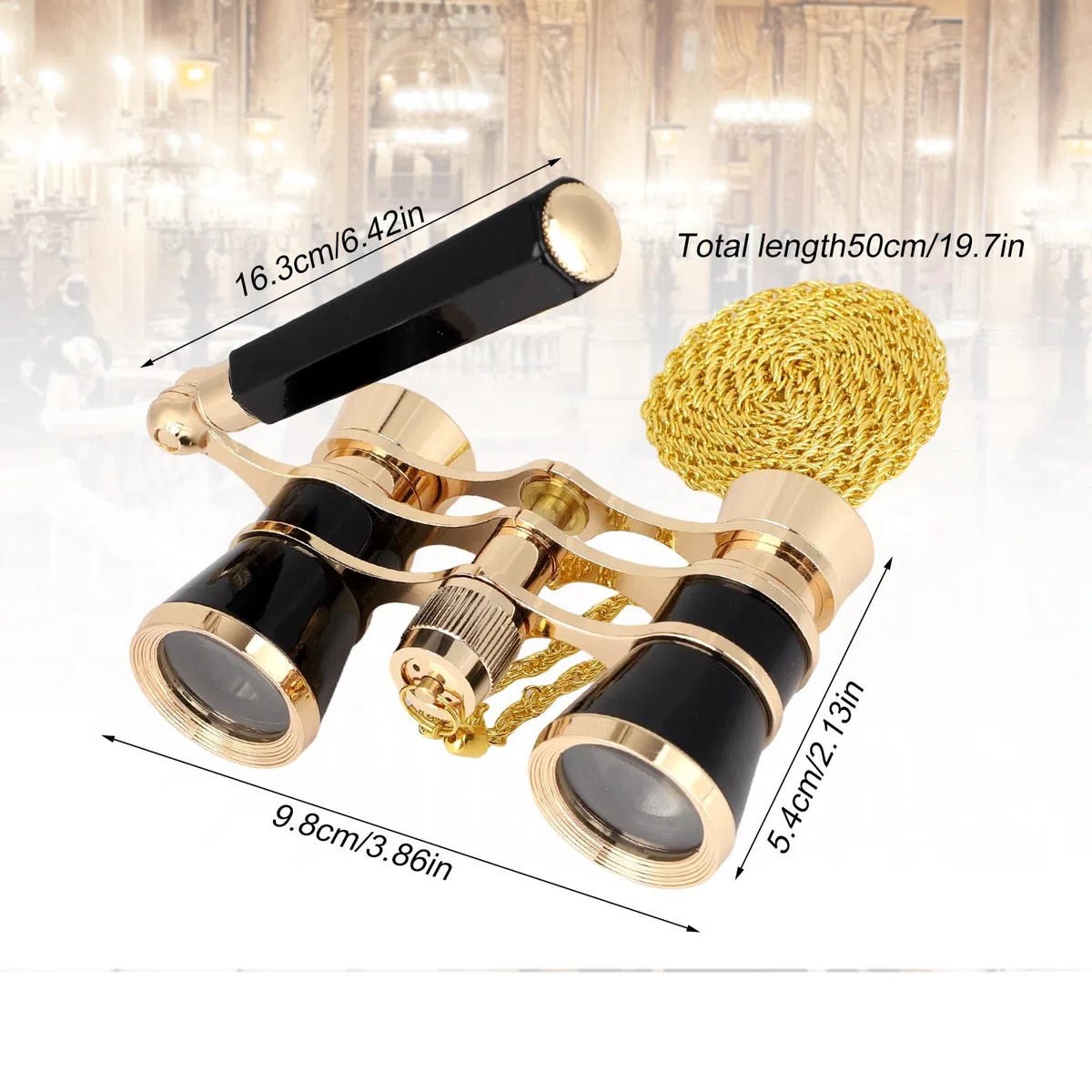 Binocolo Opera 3X25, Mini Binocolo Teatro Compatto con Manico Regolabile e Catena Occhiali da Teatro Vintage Portatile per Donne Adulti Bambini Concerti Cinema Eventi Musicali