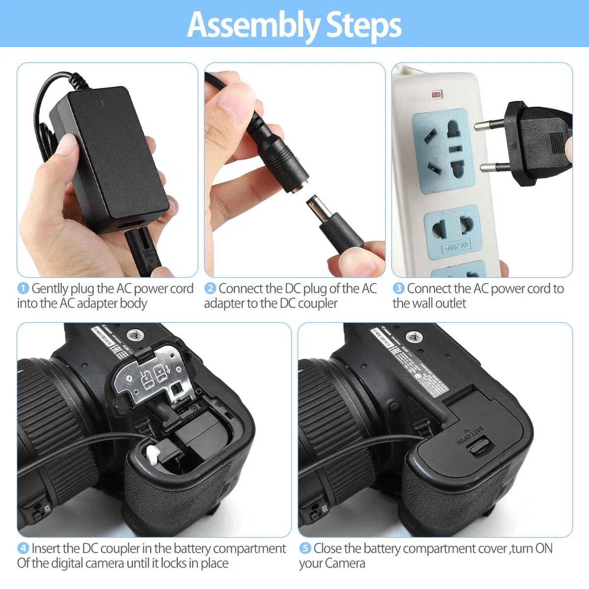 ENEGON LP-E17 - Kit adattatore per fotocamere reflex digitali con Canon Rebel SL2, T6i, T6s, T7i, EOS M3, M5, M6, EOS 200D, 250D,77D, 750D, 760D, 800D, 800D, Kiss X8i, RP Digital SLR