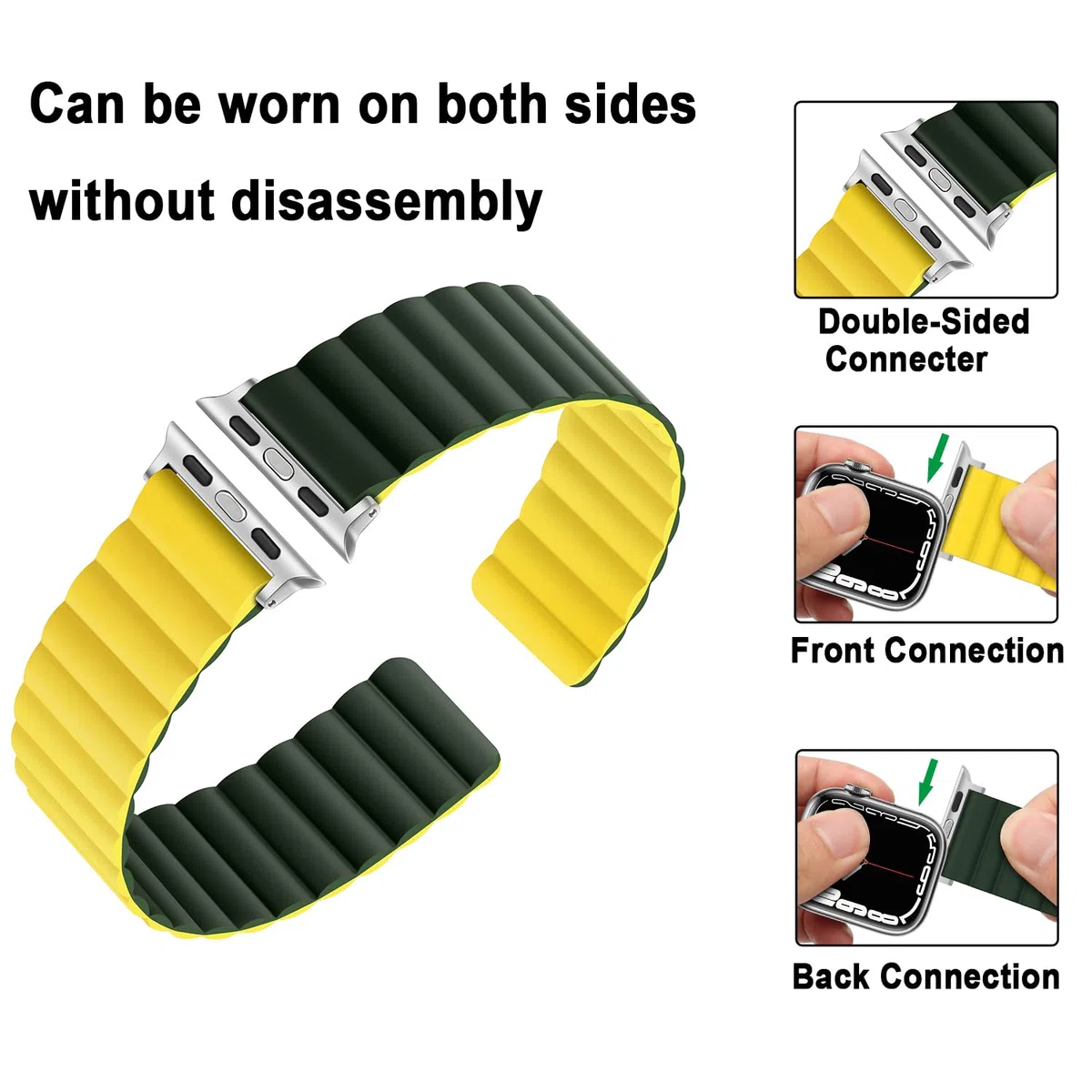 Anlinser Compatibile con Cinturino Apple Watch 49 46 45 44 42 41mm, Cinturini Magnetico Reversibile su Entrambi Lati per iWatch Ultra 3/2/1 SE Serie 11/10/9/8/7-1