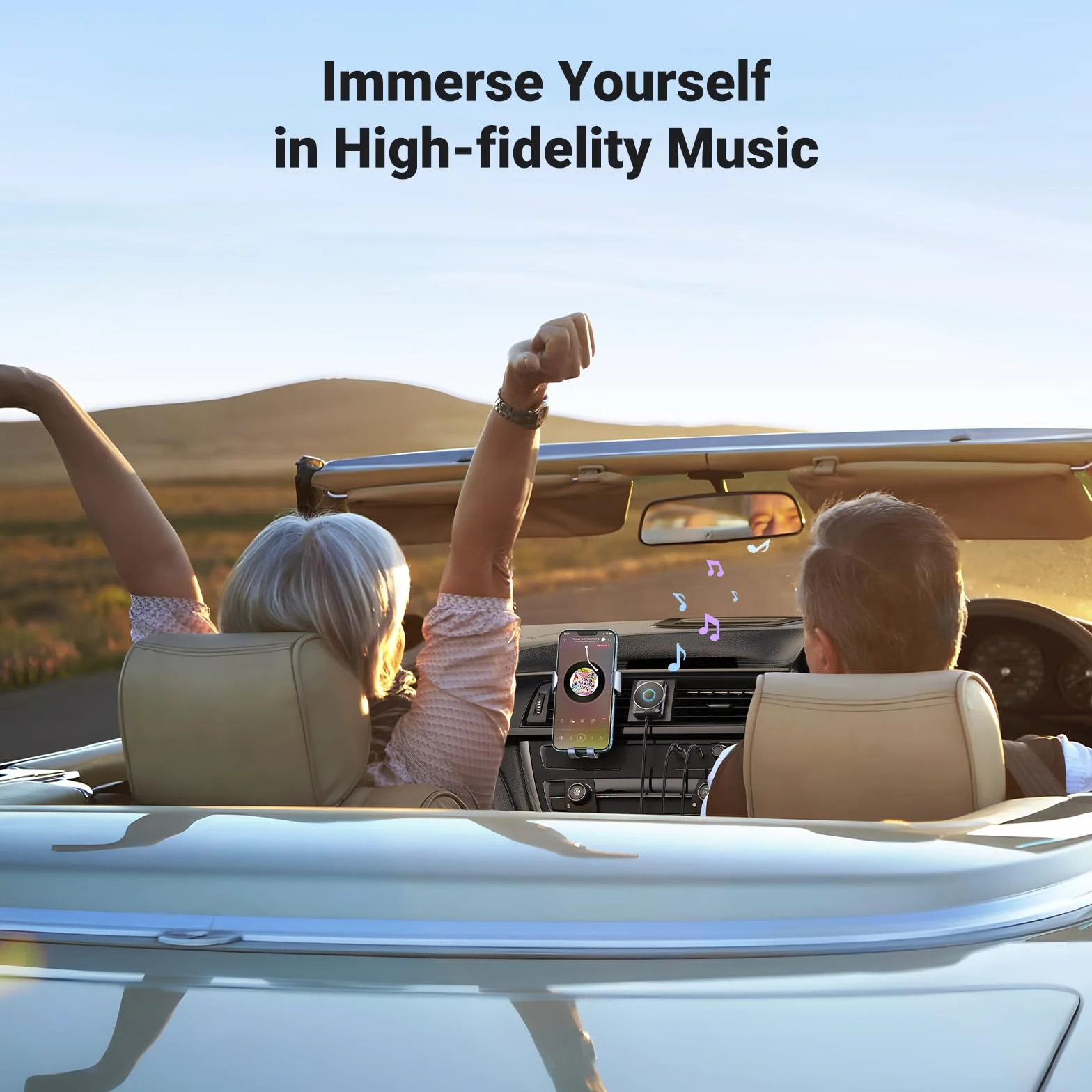 UGREEN Ricevitore Bluetooth 5.4 Adattatore per Auto con Jack AUX da 3,5 mm Pulsante Multifunzione Audio Wireless Chiamate in Vivavoce Doppia Connessione Luce RGB Compatibilità con Autoradio