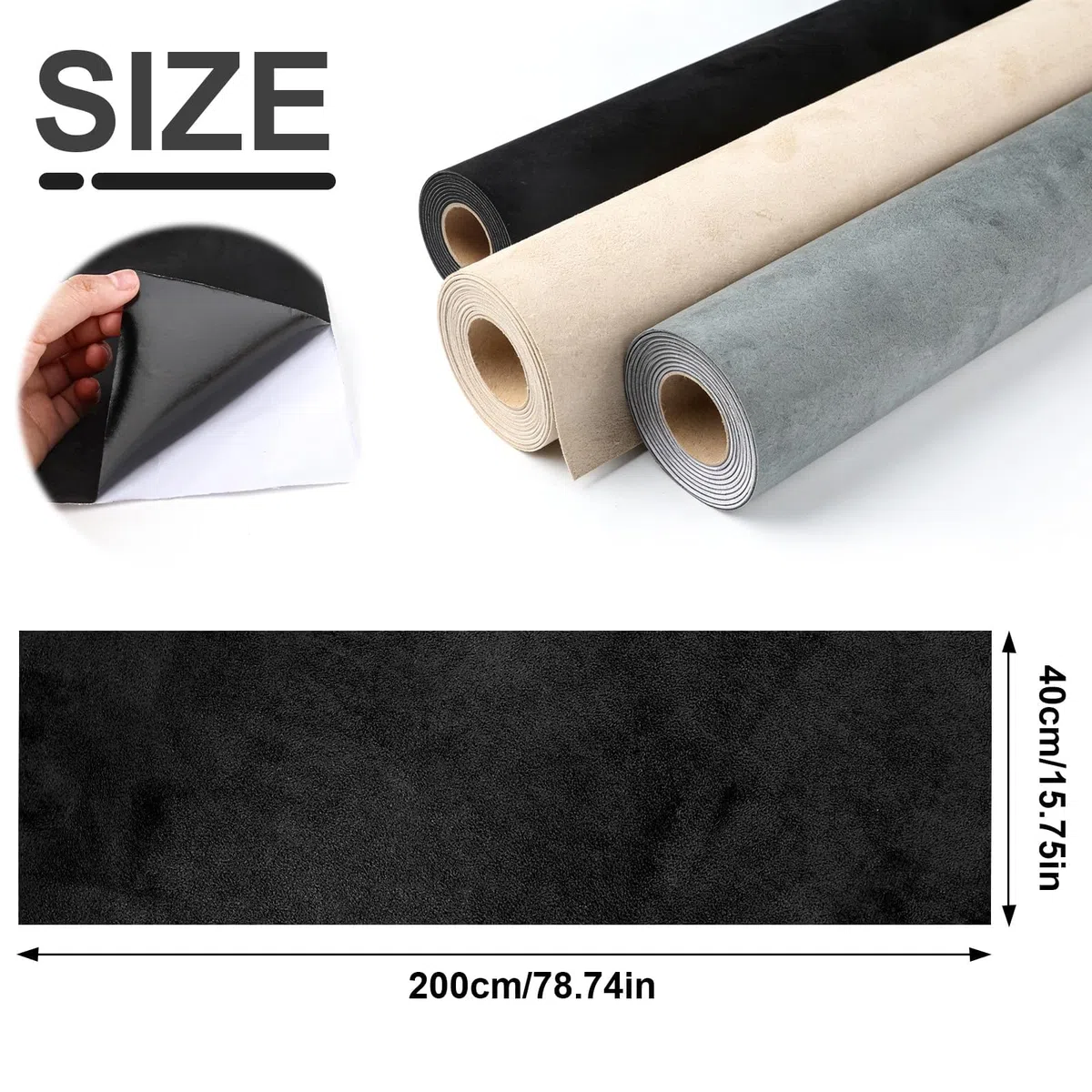 Tessuto Cielo Auto Adesiva 200x40 cm, Tessuto Autoadesivo in Microfibra Bianco, Pellicola Velluto Alta Densità, Elasticizzato Adesivo Pelle Scamosciata per Cruscotto Interni Auto Cassetto