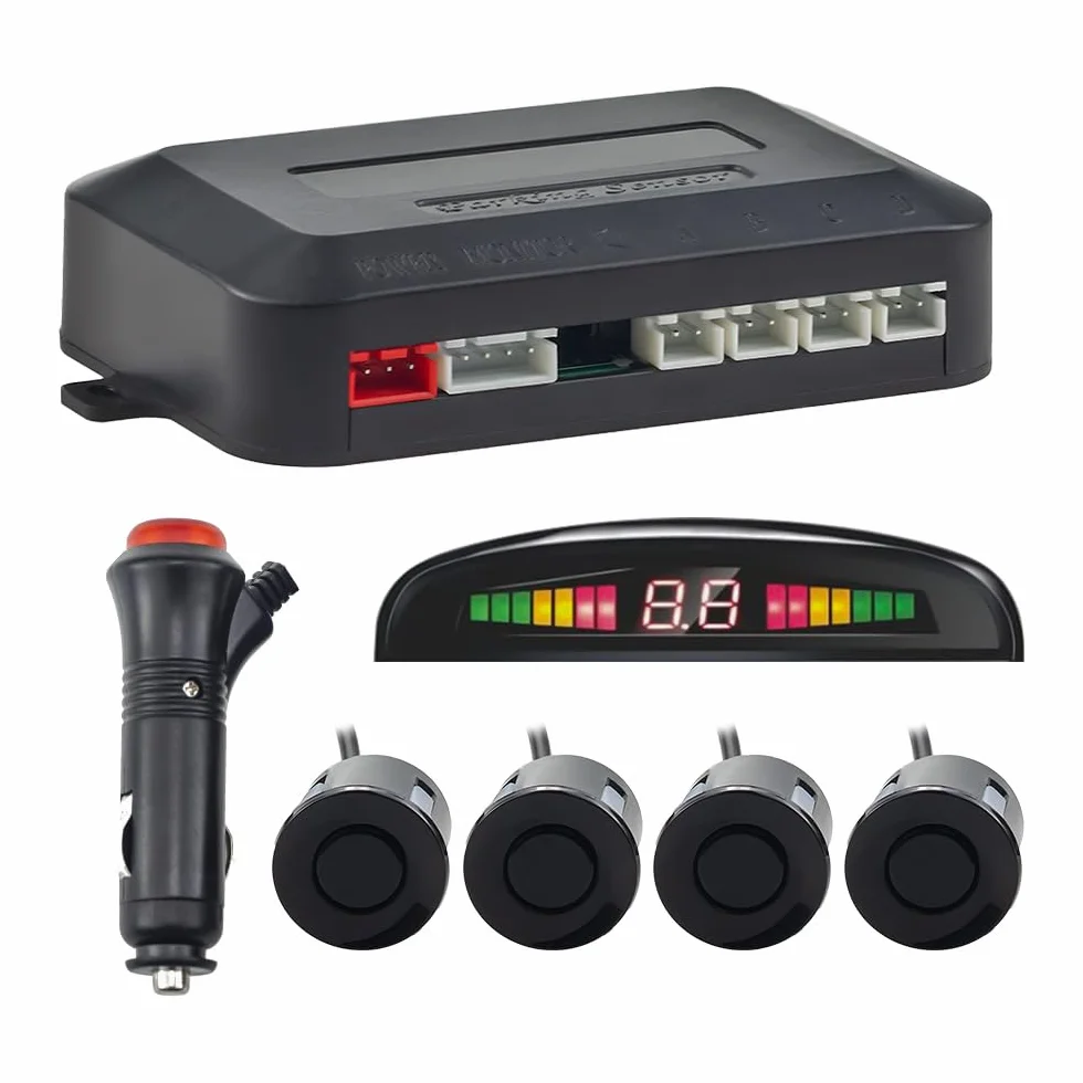 Supporto per Parcheggio Senza Fili, Supporto per la Retromarcia con 4 Sensori di Parcheggio PDC Posteriori, Kit di Rilevamento Della Distanza con Display LED Senza Fili per Auto, SUV, Furgoni, Camper