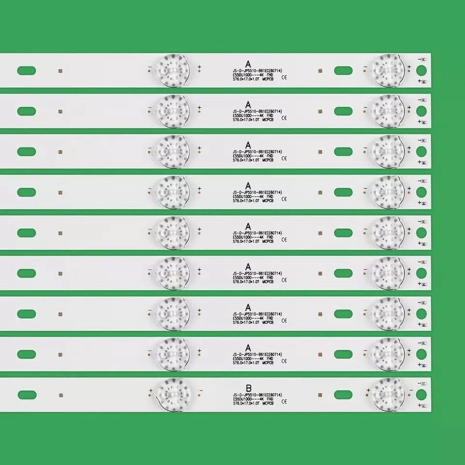 Generico Kit 9 barre LED RETROILLUMINAZIONE compatibili con TV AKAI 55" AKAI MS-L1239-L MS-L1239-R JS-D-JP5510-A61EC CTV5584-UHD-SMART-CURVED - ricambio premium con biadesivo
