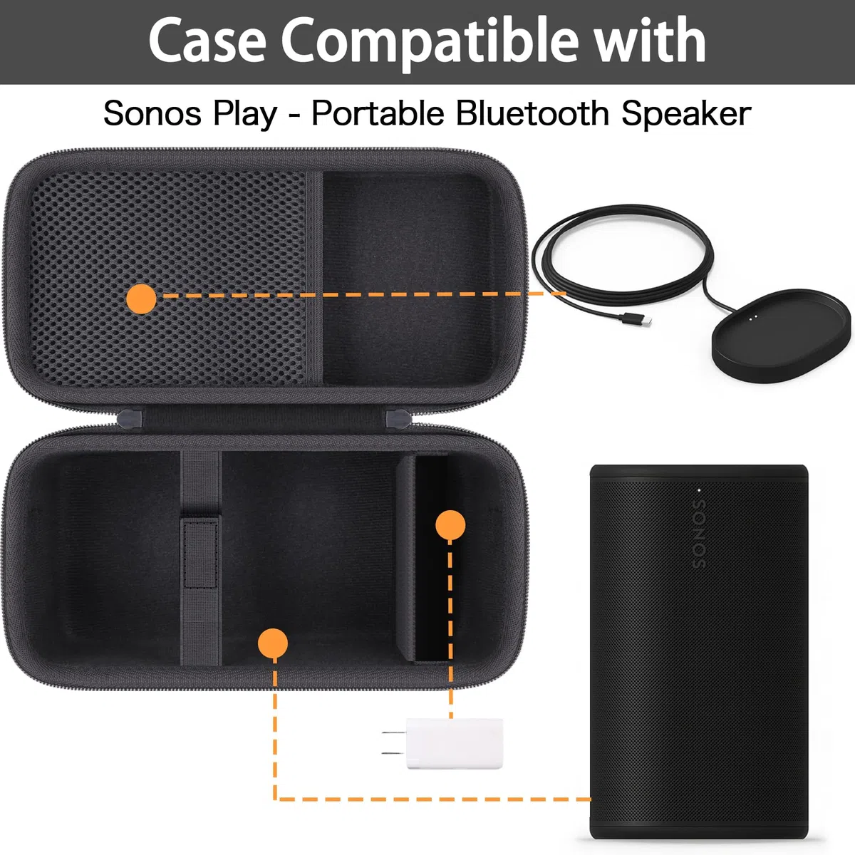 co2CREA cassa custodia borsa per Sonos Play Altoparlante Portatile, Compatibile con il supporto di ricarica(solo scatola,Case Only)