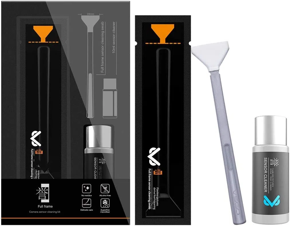 VSGO Confezione da 12 tamponi per la pulizia della fotocamera digitale con sensore da 10 ml con soluzione di pulizia del sensore a secco CCD CMOS Clean