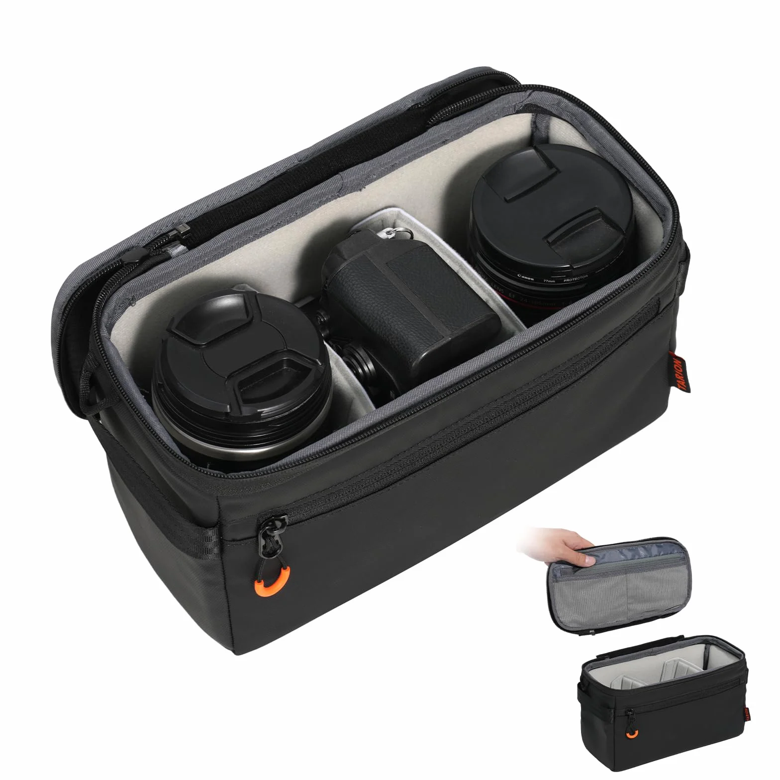 TARION Inserto Fotografico Borsa Fotografica: Inserto Macchina Fotografica per Zaino Borsa Reflex Professionale per obiettivi DSLR ShellCore(XS)