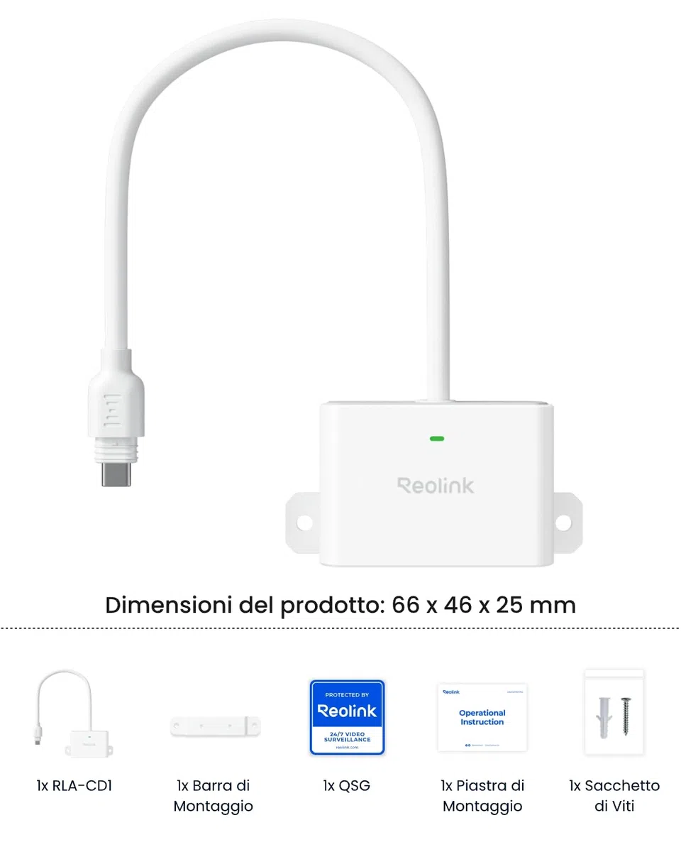 Reolink Docking station USB-C RLA-CD1, sensore di temperatura e umidità, hub di connessione dispositivo IoT, adattatore di alimentazione per esterni, compatibile con le telecamere a batteria