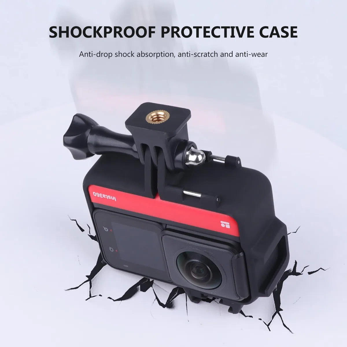 Yunseity Gabbia per Fotocamera per One RS Action Camera, Custodia Protettiva per Fotocamera con Adattatore da 1/4 di Pollice e Attacco Freddo
