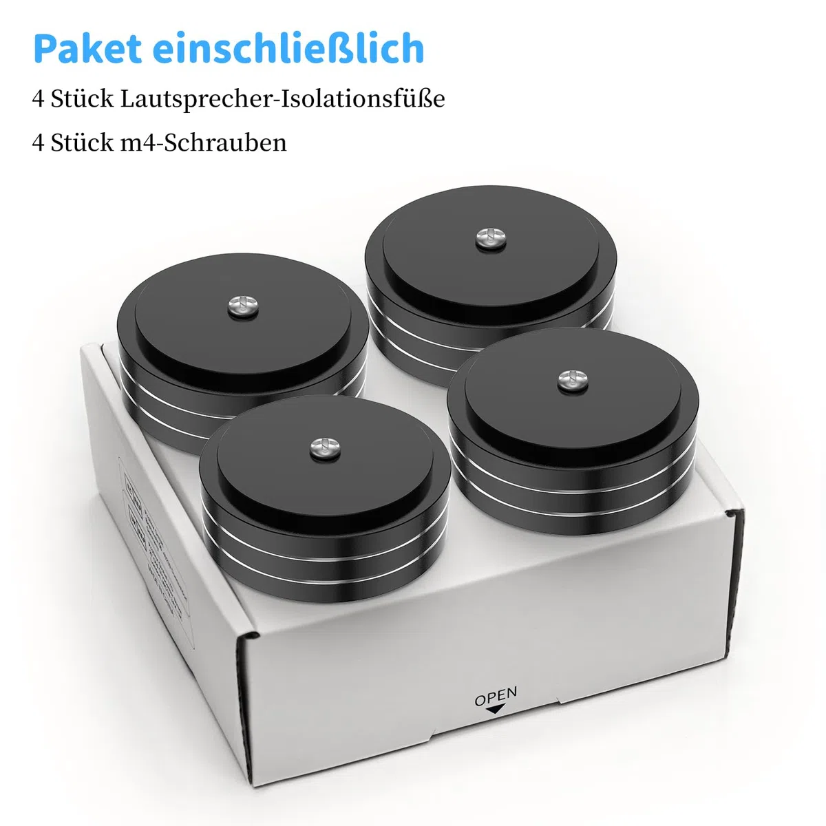 Tertullus Piedini per Altoparlanti 58 mm x 22 mm - Nero, Subwoofer, Alluminio, HiFi - da Avvitare