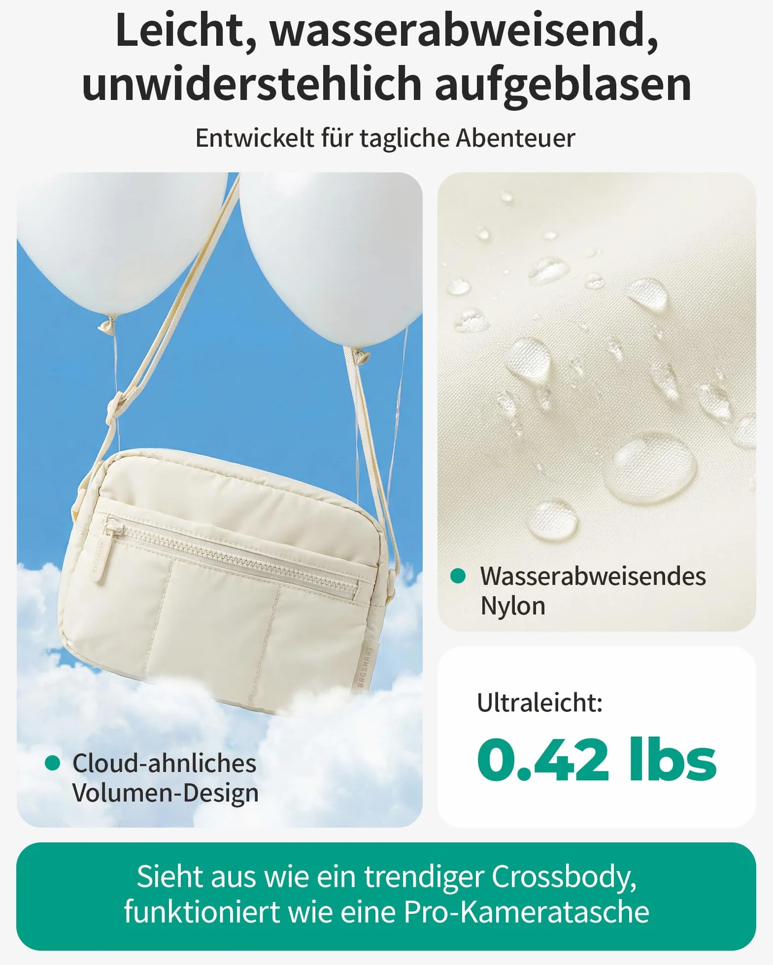 bagsmart Borsa piccola per fotocamera DSLR SLR piccola e leggera ed elegante borsa a tracolla a specchio reflex sistema fotocamera accessori, cammello, Fashion