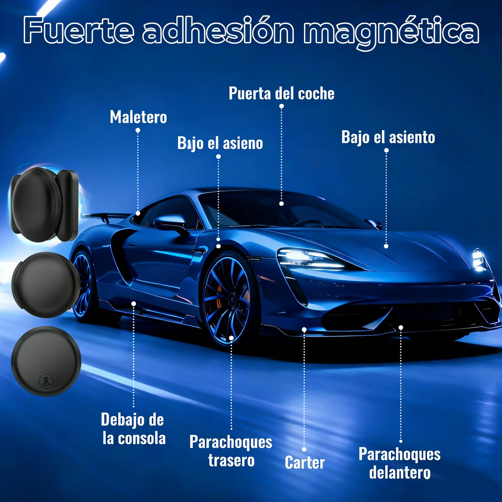 Localizzatore GPS per auto,Tracker di auto(compatibile con iOS e Android) Magnetico impermeabile Localizzatori di oggetti Bluetooth,Localizzatore GPS senza abbonamento,Tracker GPS per Valize
