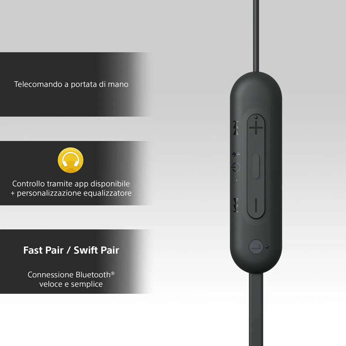 Sony WI-C100 - Cuffie wireless bluetooth, Fino a 25 ore di autonomia, Microfono integrato per telefonate, Compatibile con assistente vocale (Nero)