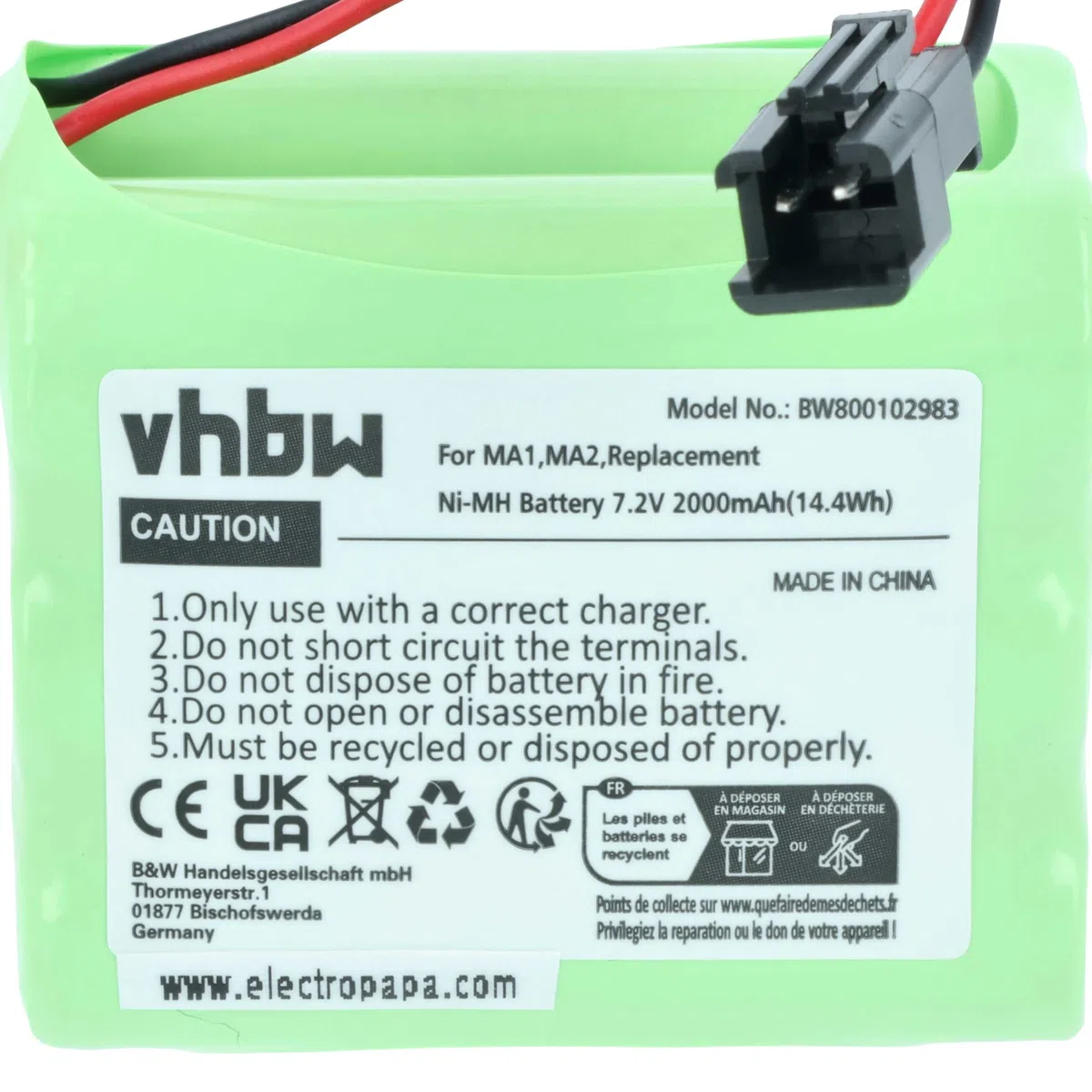 vhbw batteria compatibile con Tivoli Pal, iPal digital radio (2000mAh, 7,2V, NiMH)