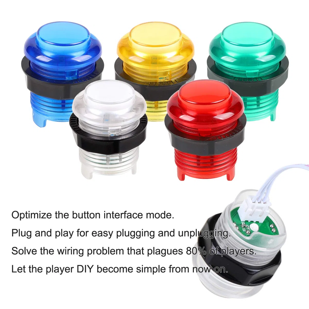 EG STARTS 1 Giocatore Arcade USB Encoder per PC Giochi Blue Stick Controller + 10x LED Illuminato Pulsanti per Arcade Joystick Kit Fai da Te Parti Mame Raspberry Pi