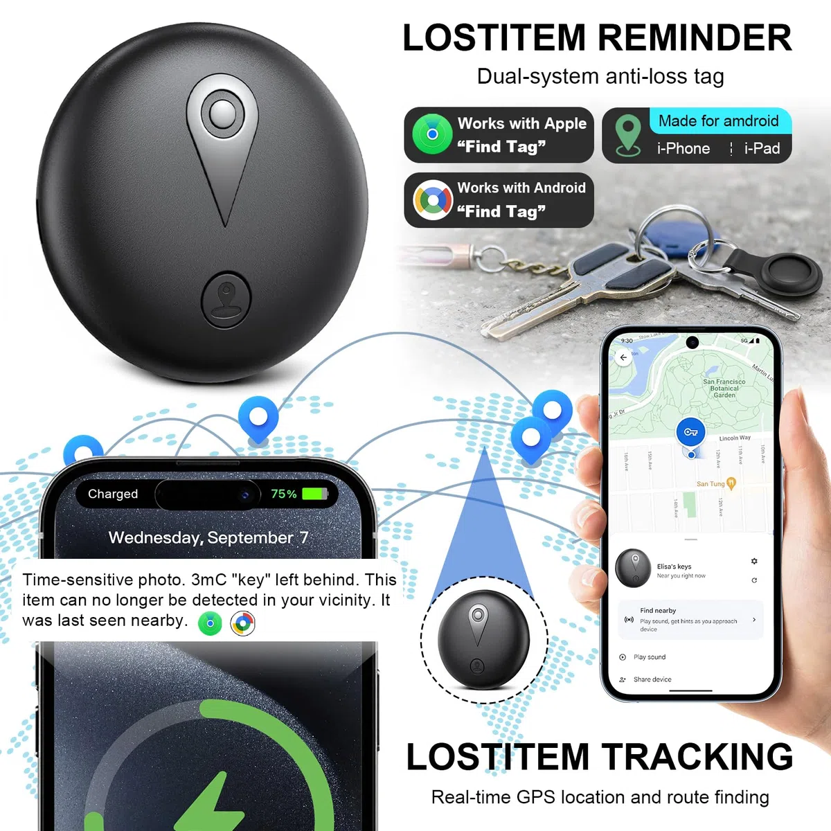 2 mini localizzatori GPS magnetici, localizzazione del veicolo senza costi mensili, localizzatore GPS in tempo reale con app per smartphone per Android e iOS, localizzatore GPS per auto, biciclette