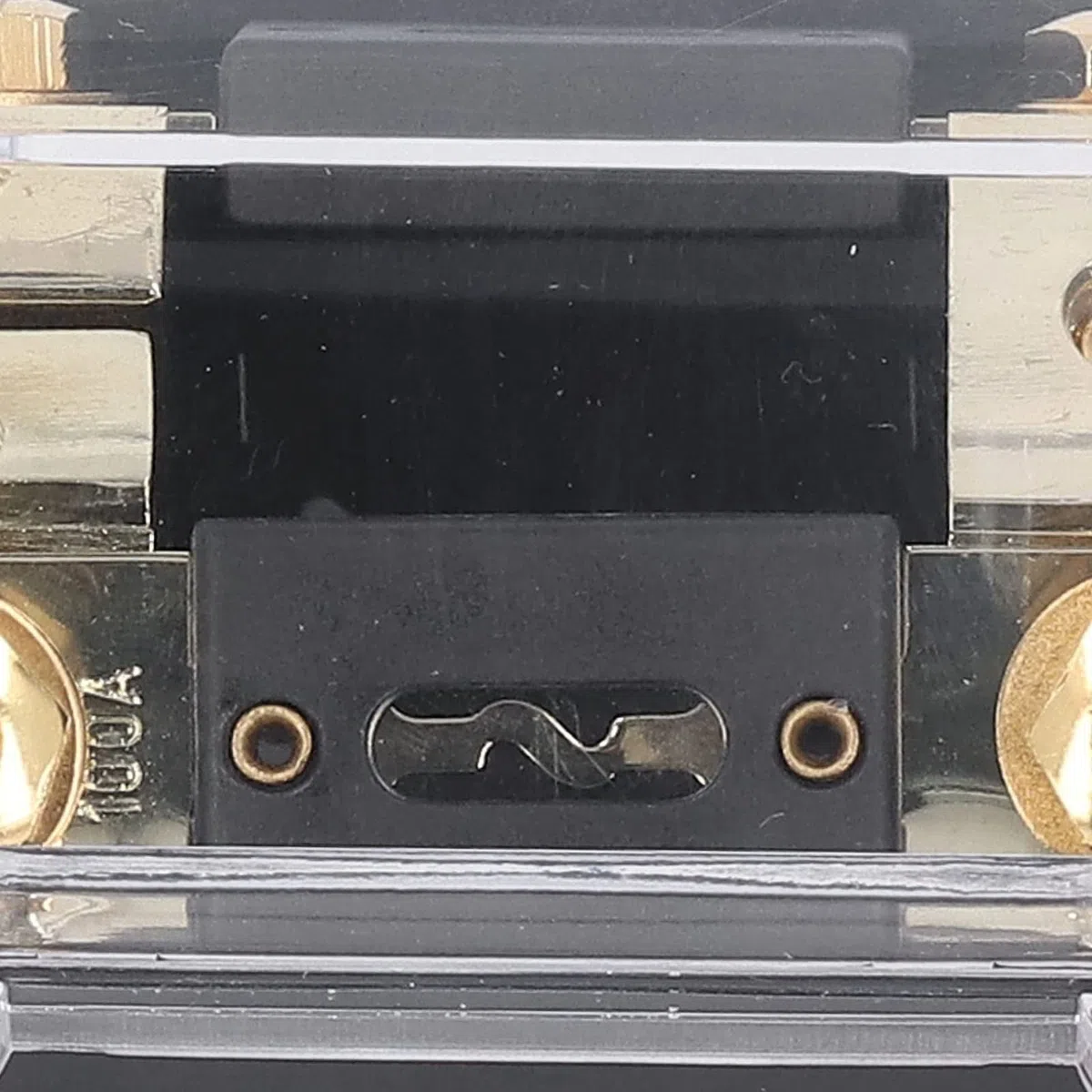 Aramox Blocco di Distribuzione dell'alimentazione con Fusibile In Lega di Zinco Placcato Oro Supporto ANL 0GA In 2 X 4GA Out 100A per Cablaggio Amplificatore Stereo per Auto In Auto Camion Barche