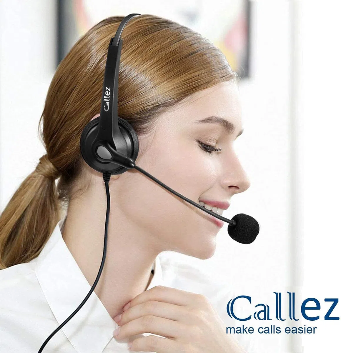 Cuffie Telefono Fisso RJ9 con Microfono a Cancellazione del Rumore, Auricolare Mono per Cisco 7821 7975G 7861 7941G 8845 8851 6851 Call Center Ufficio Telefoni IP, Plantronics M12 M22 Amplificatore