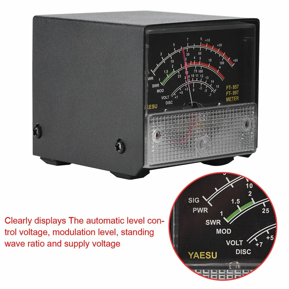 Akozon Misuratori Display Esterni, misuratore Esterno S SWR misuratore di Potenza misuratori di Ricezione per FT-857 FT-897 Display di espansione Multifunzione Esterni