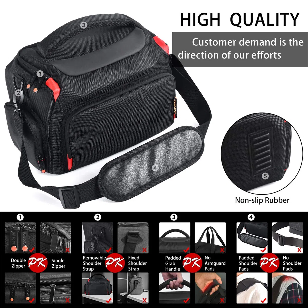 FOSOTO Custodia impermeabile per fotocamera SLR, grande compatibile con Nikon D3500 D3400 D5600 D7500 D850 Canon EOS 2000D 4000D 80D 750D 7D Mark II
