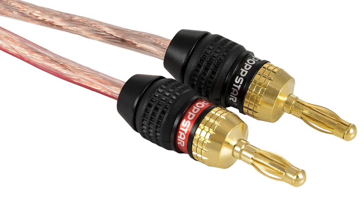 POPPSTAR 8 connettori a banana high end (schermati), banane per cavi di potenza (fino a 6 mm²), altoparlante, ricevitore AV, placcato oro 24k (4x nero, 4x rosso)