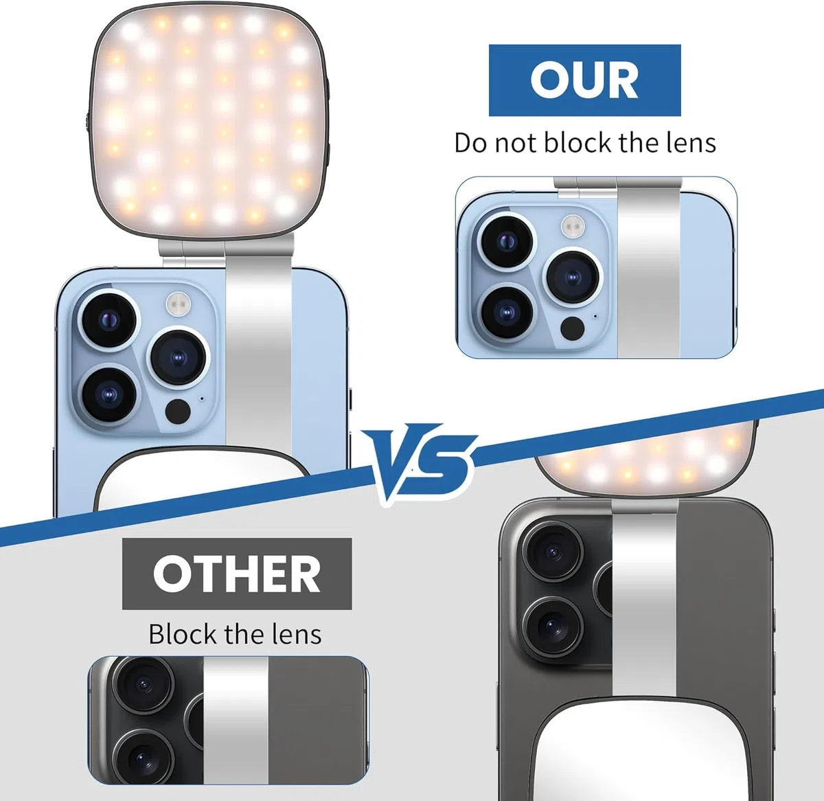 Vibe LED - Luce magnetica per selfie per iPhone, luce del telefono con specchio, fissaggio istantaneo per MagSafe, per selfie, videoconferenze