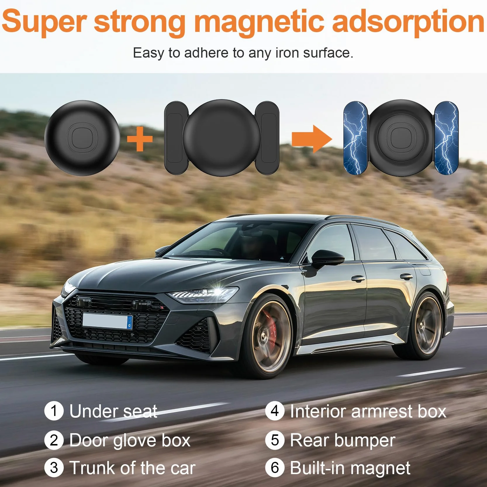 GPS Tracker per Auto, Localizzatore GPS per Auto senza Abbonamento, Compatibile con Android e iOS, IP68 Impermeabile, Magnetico Air Tracker GPS per Moto, Bici, Bagagli