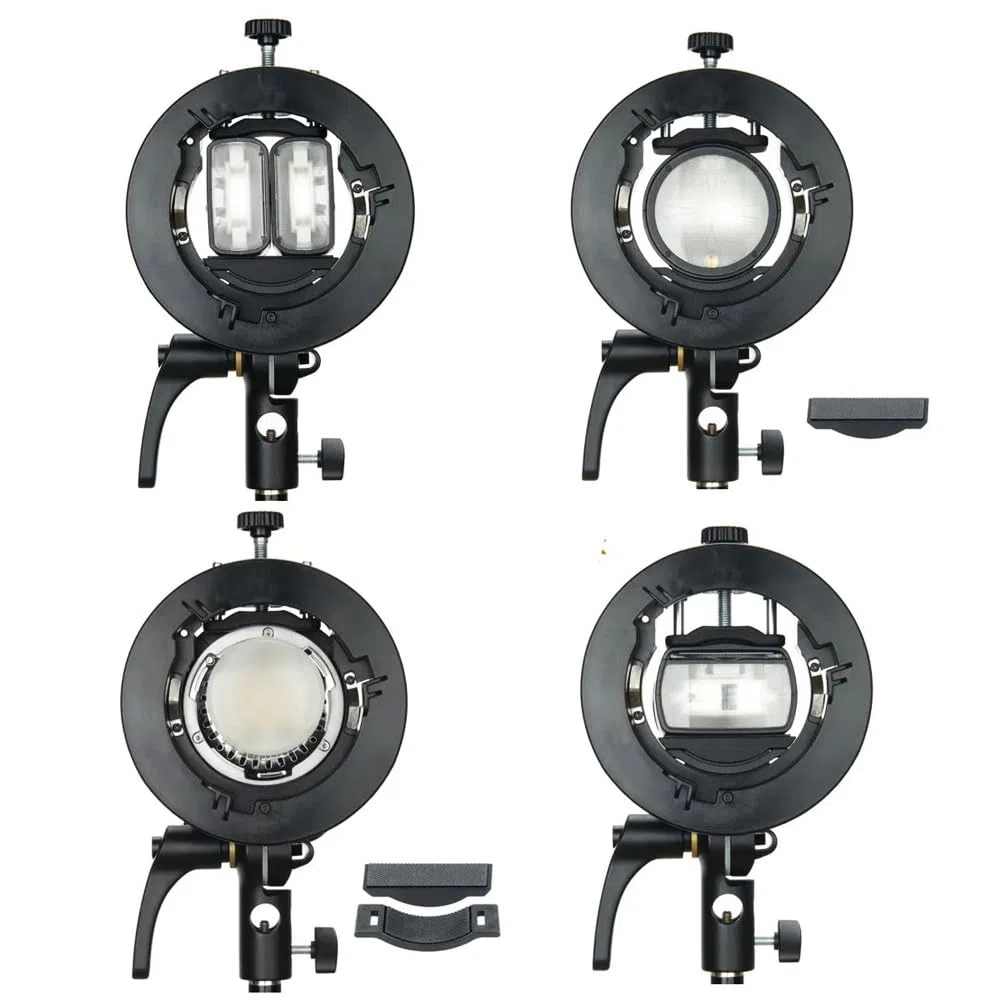 Godox S2 Bracket Supporto Bowens S-type, compatibile con flash Godox V100, AD200 Pro II, V1 Pro, RS60R, AD100 Pro, RS60BI, TT600, Funziona anche con flash Sony Canon Nikon Fujifilm