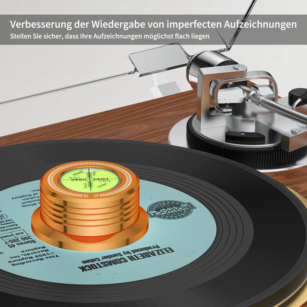 Viborg Golden 50HZ 3 in 1 - Morsetto per piastra con giradischi in vinile LP regolabile, disco in metallo, disco girevole stabile per vibrazioni, diametro 77 mm, altezza 33 mm