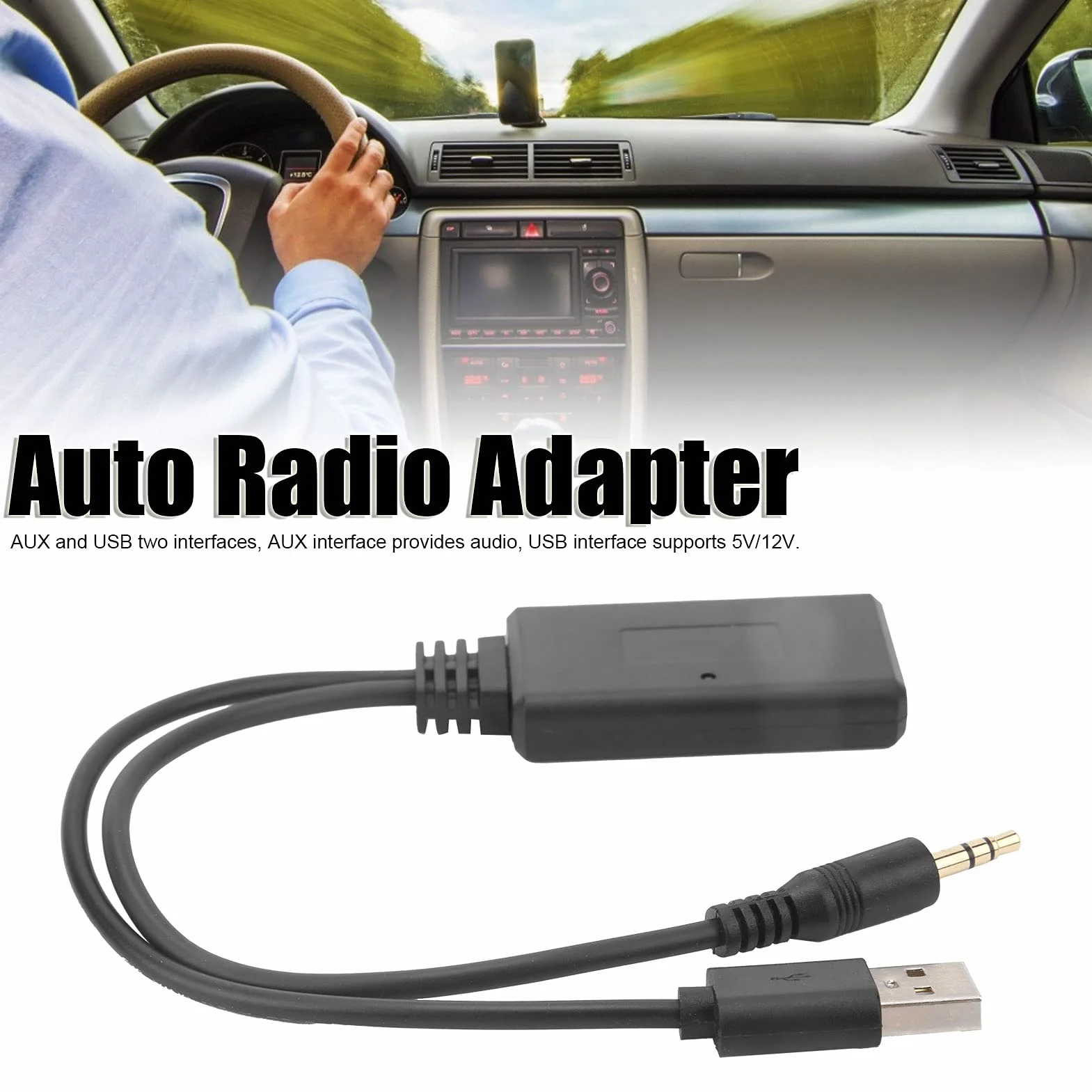Aramox Ricevitore Bluetooth per Auto, Porta USB AUX + 5V / 12V 3,5 Mm Ricevitore Bluetooth 5.0 Senza Fili Connettore Adattatore Audio per Lettore Musicale