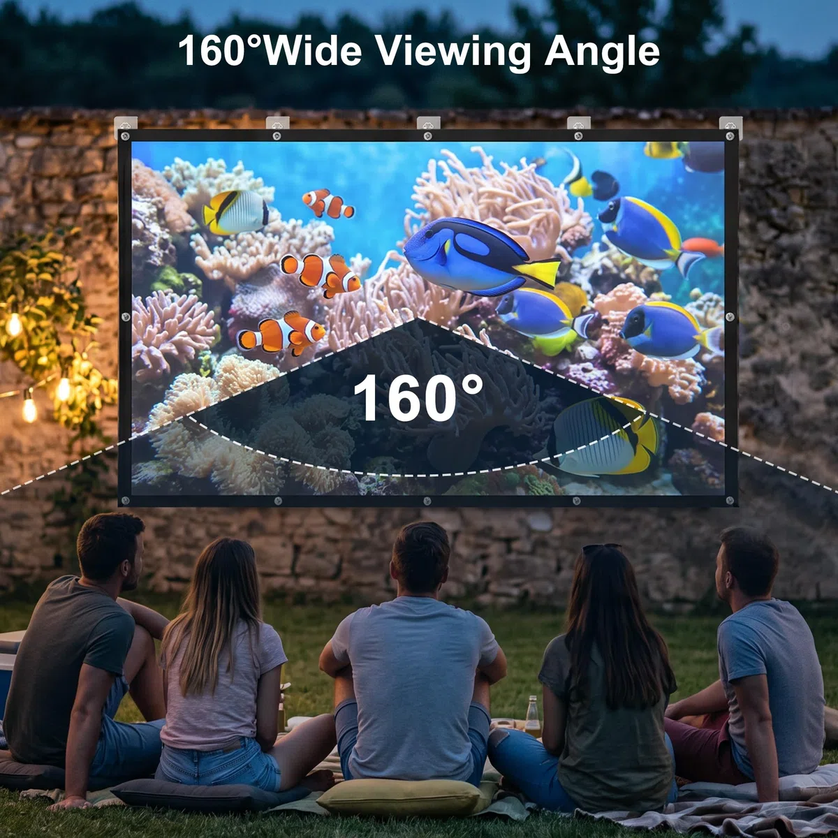Tela per proiettore da 120", 16:9, HD, pieghevole, 265 x 150 cm, portatile, anti-pieghe, per esterni e interni, lavabile, per casa, scuola, riunioni, campeggio