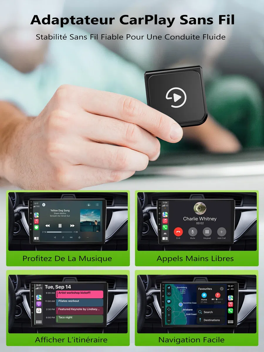 Adattatore CarPlay Wireless Per iPhone:Android Auto Wireless & CarPlay Wireless – Stabile, Compatibile con iPhone iOS 10+ e Auto con CarPlay di Serie, Connessione Automatica, Plug & Play, USB-A/Type-C