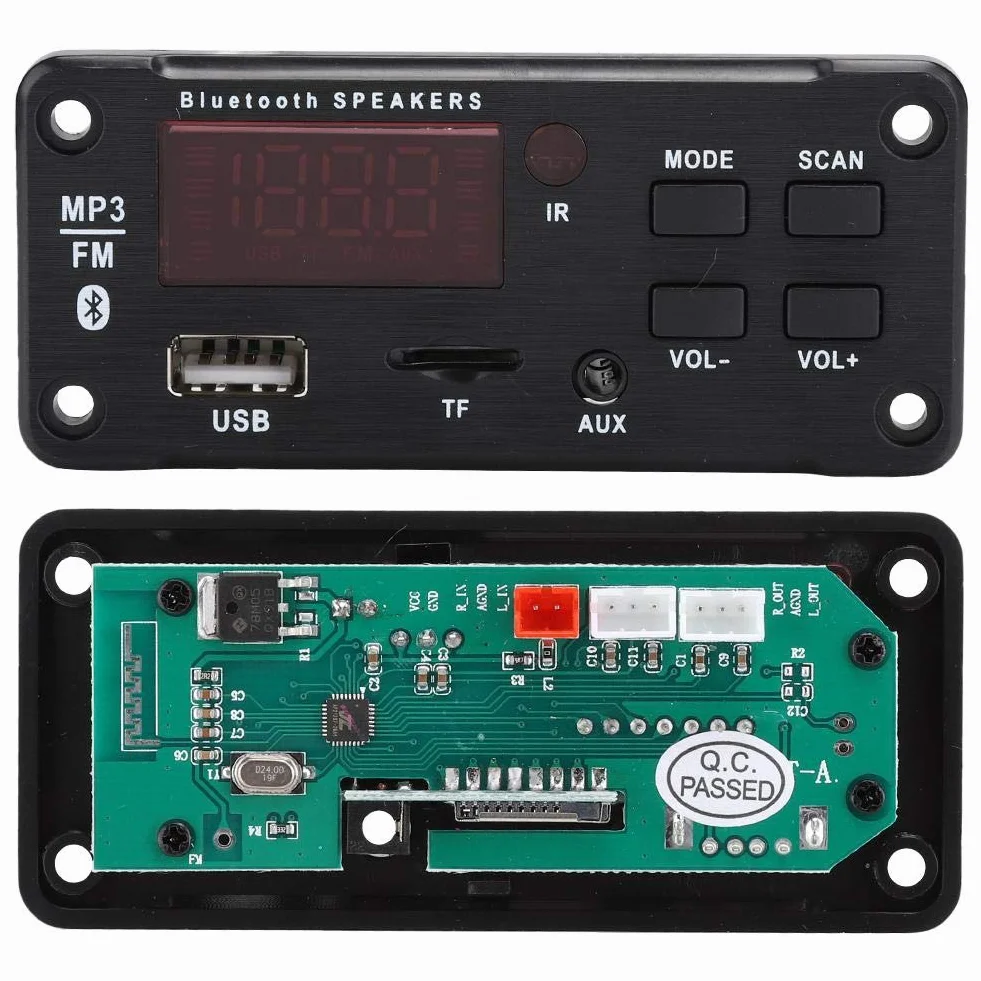 Scheda decodificatore USB MP3 Car Audio Bluetooth Scheda decodificatore MP3 Bluetooth 5.0 Modulo di registrazione chiamata Vivavoce Memoria USB MMA FM amplificatore Radio